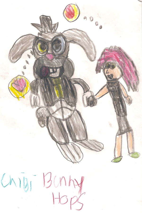 Chibi Bunny Hops With Frankie by Falconlobo
