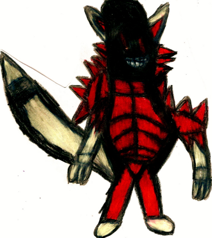 Fox In A Black Mask And Red Spiked Armor by Falconlobo