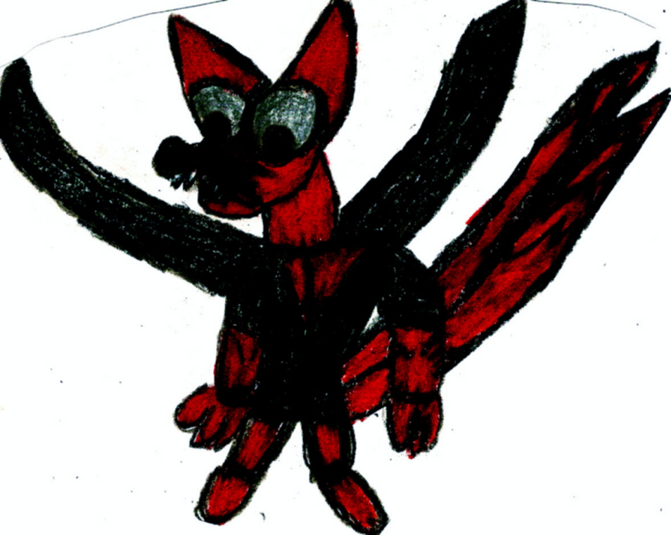 Chibi Winged Two-Tailed demon Fox For hammychick01 by Falconlobo