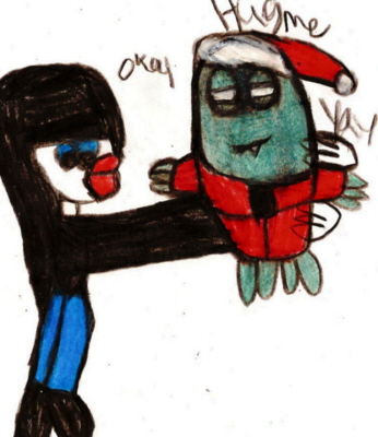 Santa Wasabi Wants A Hug From Chick P^^ by Falconlobo