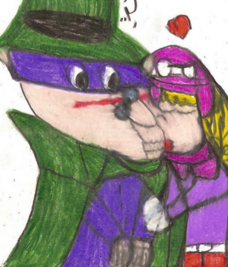 A Kiss From Penelope Makes The Hooded Claw One Confused Villain^^ by Falconlobo