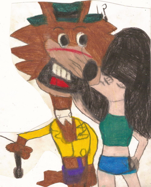 Daisy Mayhem Surprises Mildew Wolf With A Cheek Kiss by Falconlobo