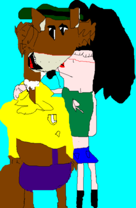 Daisy Mayhem Kissing Mildew Wolf's Cheek MS Paint by Falconlobo