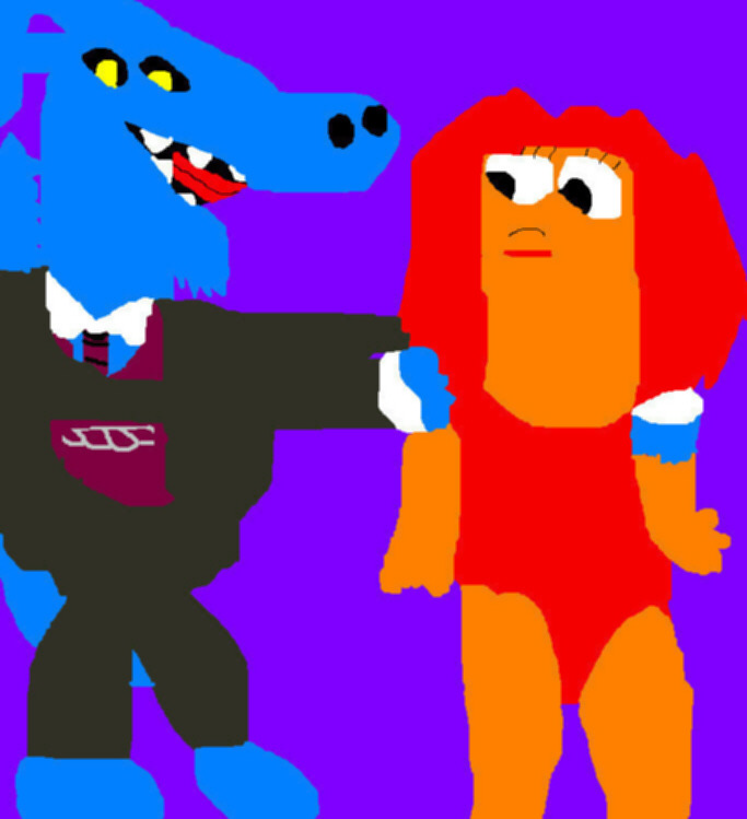 Uncle Deadly And A Girl Muppet i Guess^^ MS Paint by Falconlobo