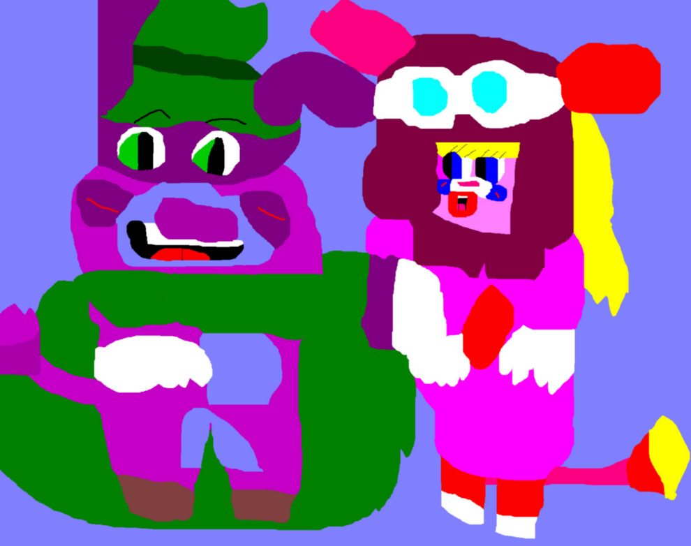 Hooded Claw Popple With Penelope Popple Added MS Paint by Falconlobo