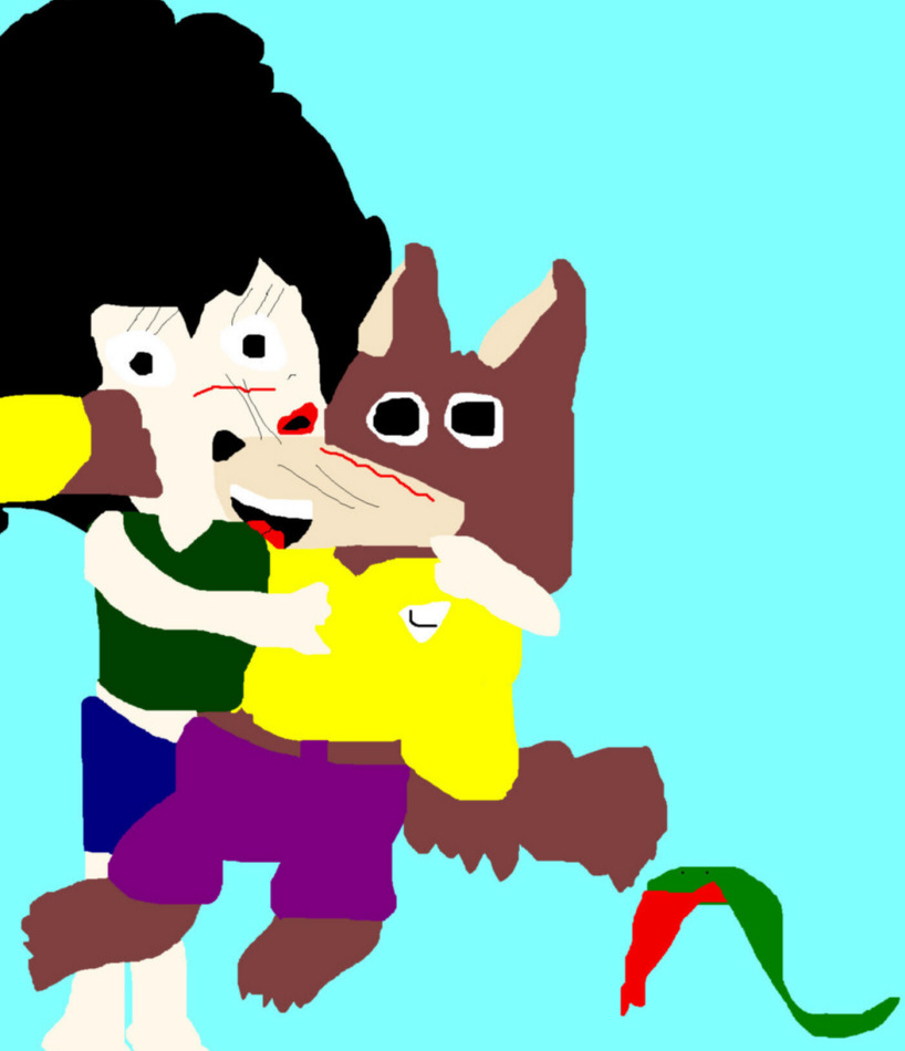 Mildew Gets Frightened By A Snake Into Daisy Mayhem's Arms Ms Paint by Falconlobo