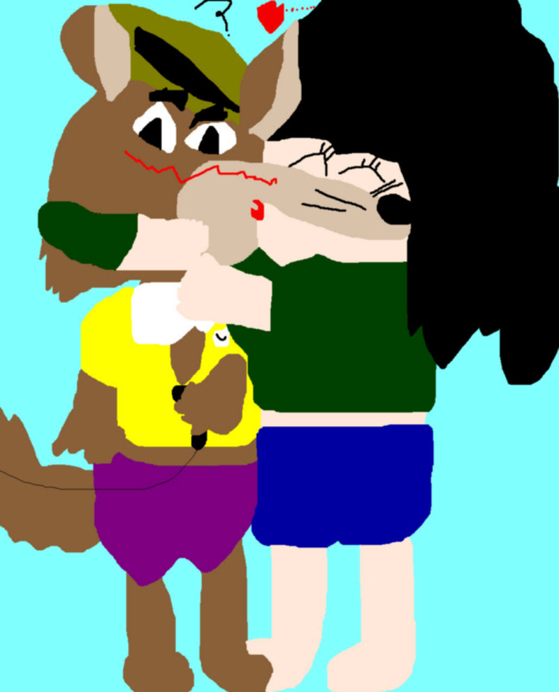 Mildew Wolf Is Wondering Why Daisy Mayhem Is Kissing Him Ms Paint by Falconlobo