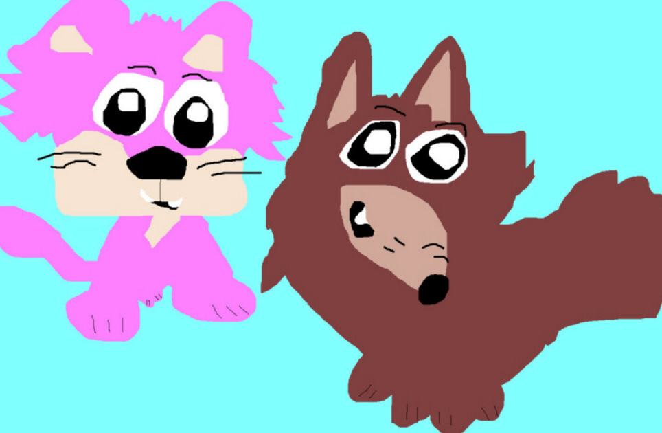 Big Headed Non Anthro Snagglepuss And Mildew Wolf Chibis Ms Paint by Falconlobo