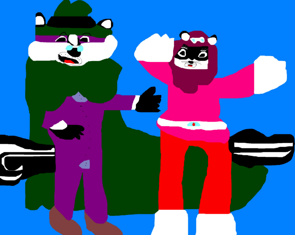 The Hooded Skunk And Penelope Catstop Again MS Paint by Falconlobo