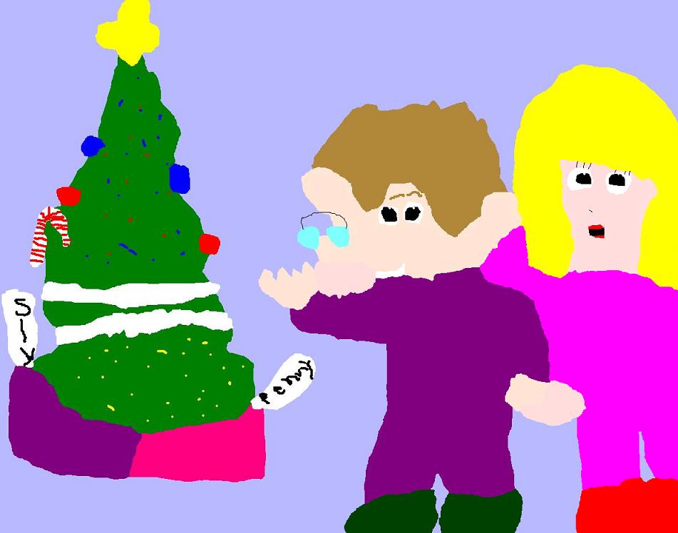 Sly And Penelope Pitstop Chibis Xmas Morning Ms Paint Slightly Smaller by Falconlobo