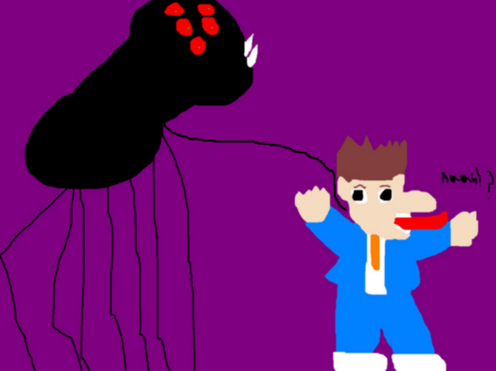Poor Norman Running Away From Spider After Being Shrunk Ms Paint by Falconlobo
