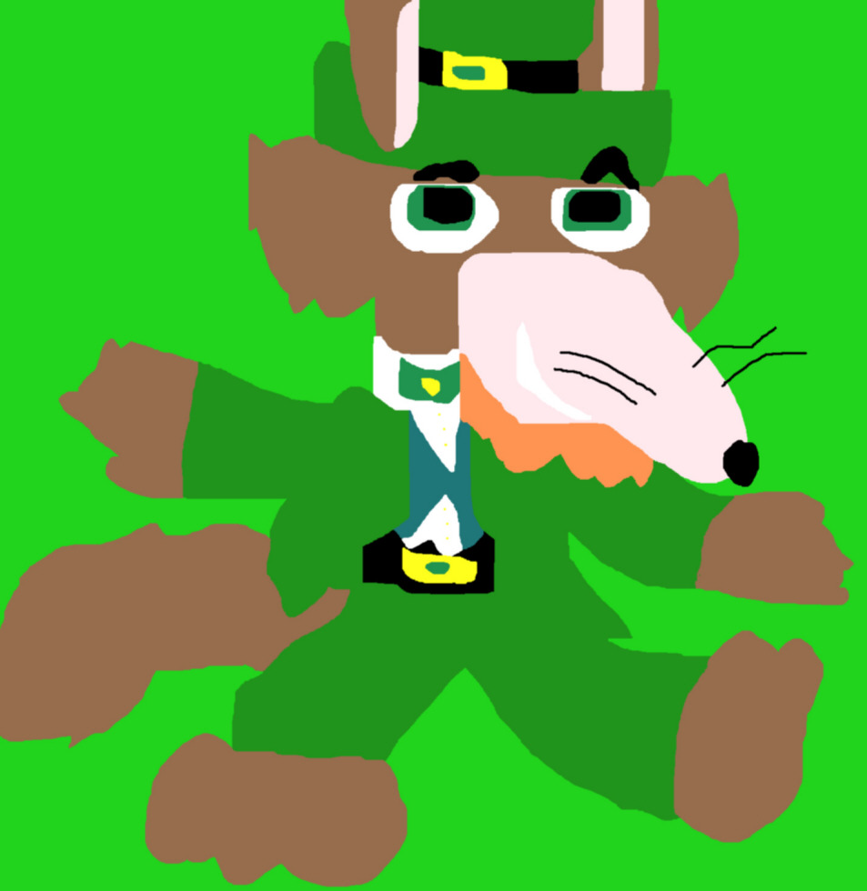 Mildew Wolf Decked Out In St Patrick Day Garbs Dancing Ms Paint by Falconlobo