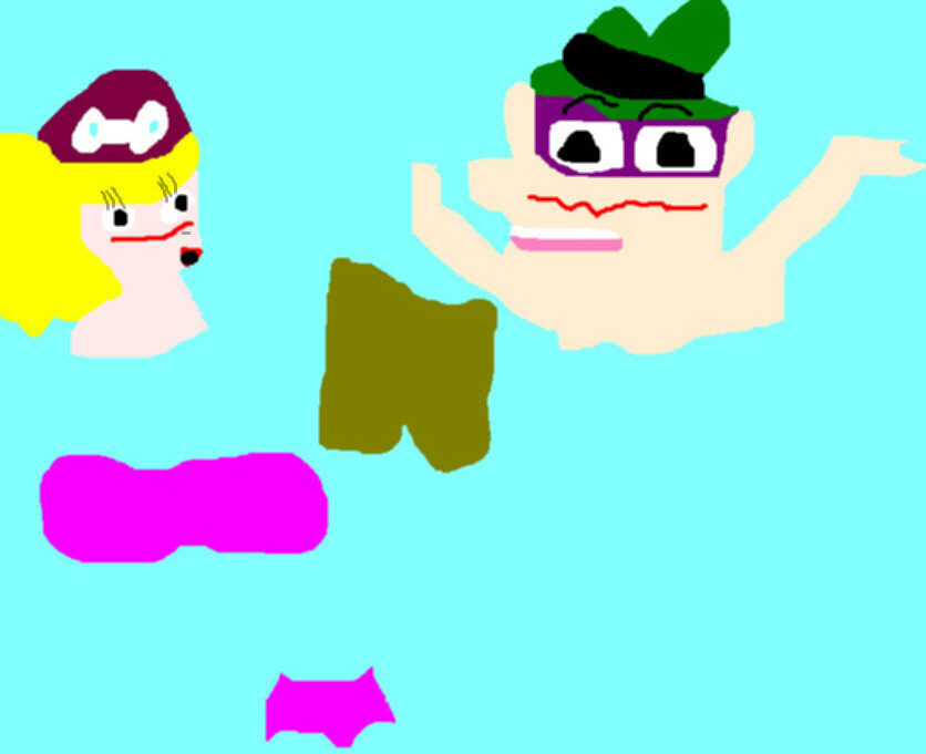 Hooded Claw And Penelope Pitstop's Spring Swimming Blooper Ms Paint by Falconlobo