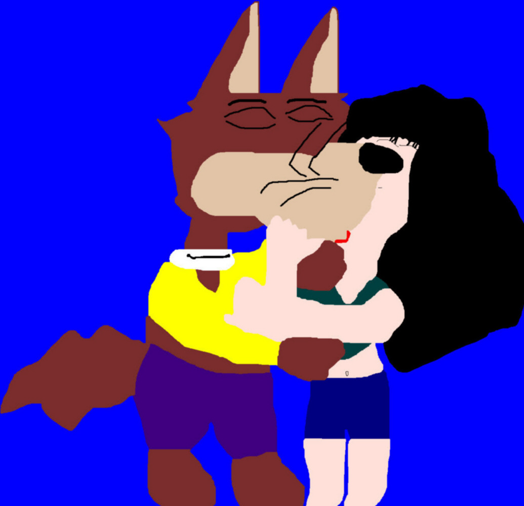 Cute Mildew Wolf Kissing Daisy Mayhem Ms Paint^ by Falconlobo