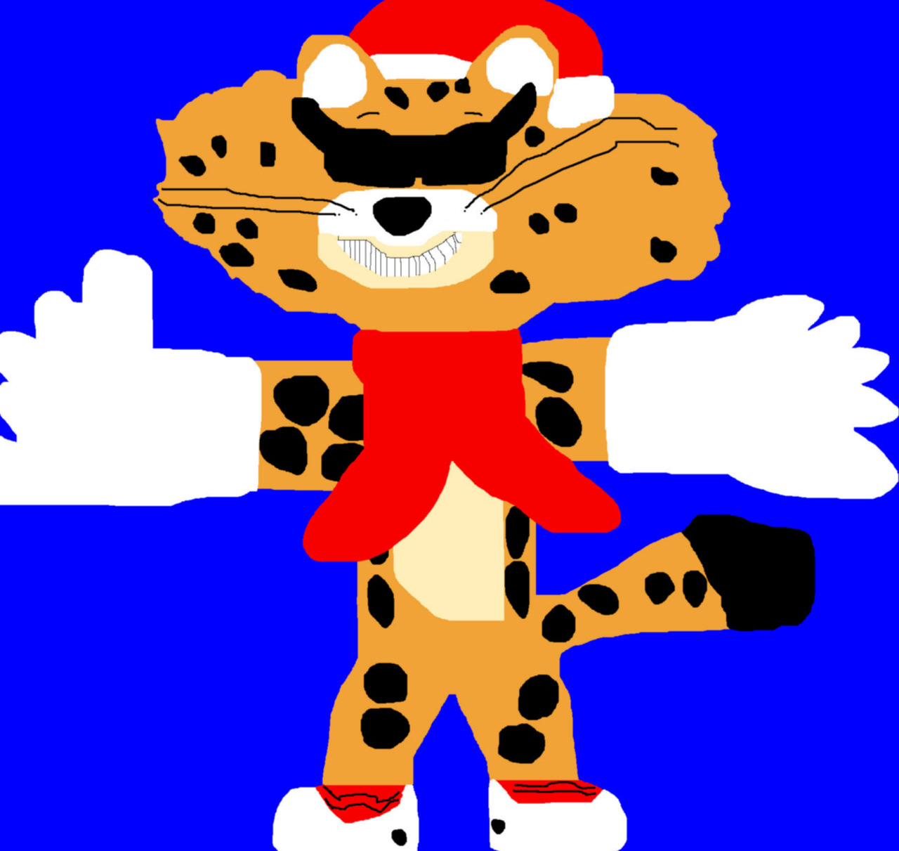Chester Cheetah In A Santa Hat And Scarf Ms Paint by Falconlobo
