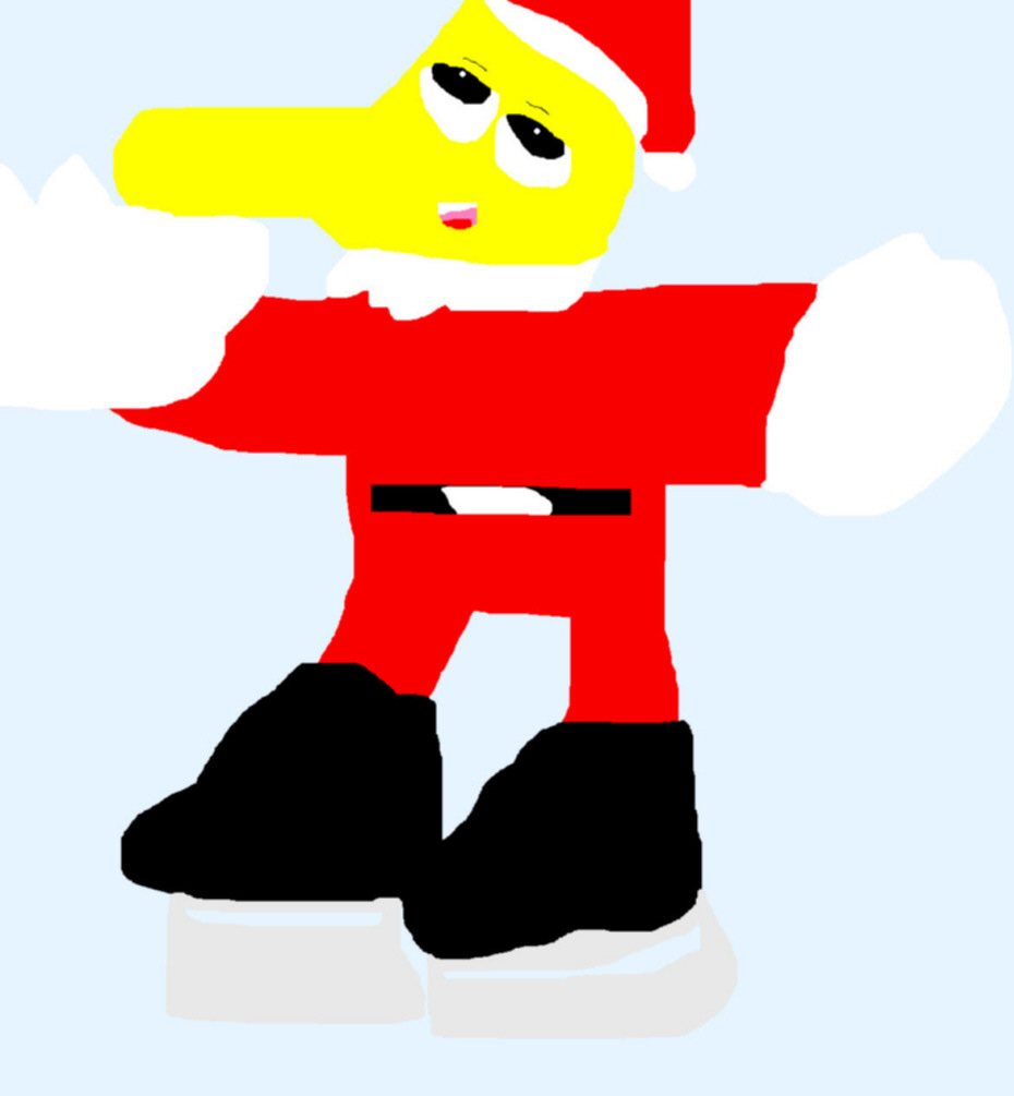 Lemongrab Ice-skating In A Santa Suit And Hat MS Paint by Falconlobo