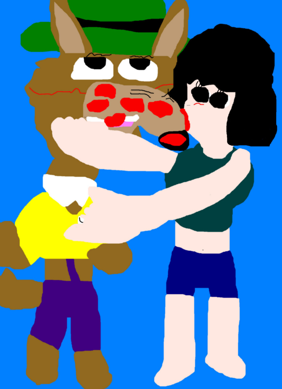 Daisy Mayhem Smothered Mildew Wolf's Face With Kisses Ms Paint by Falconlobo