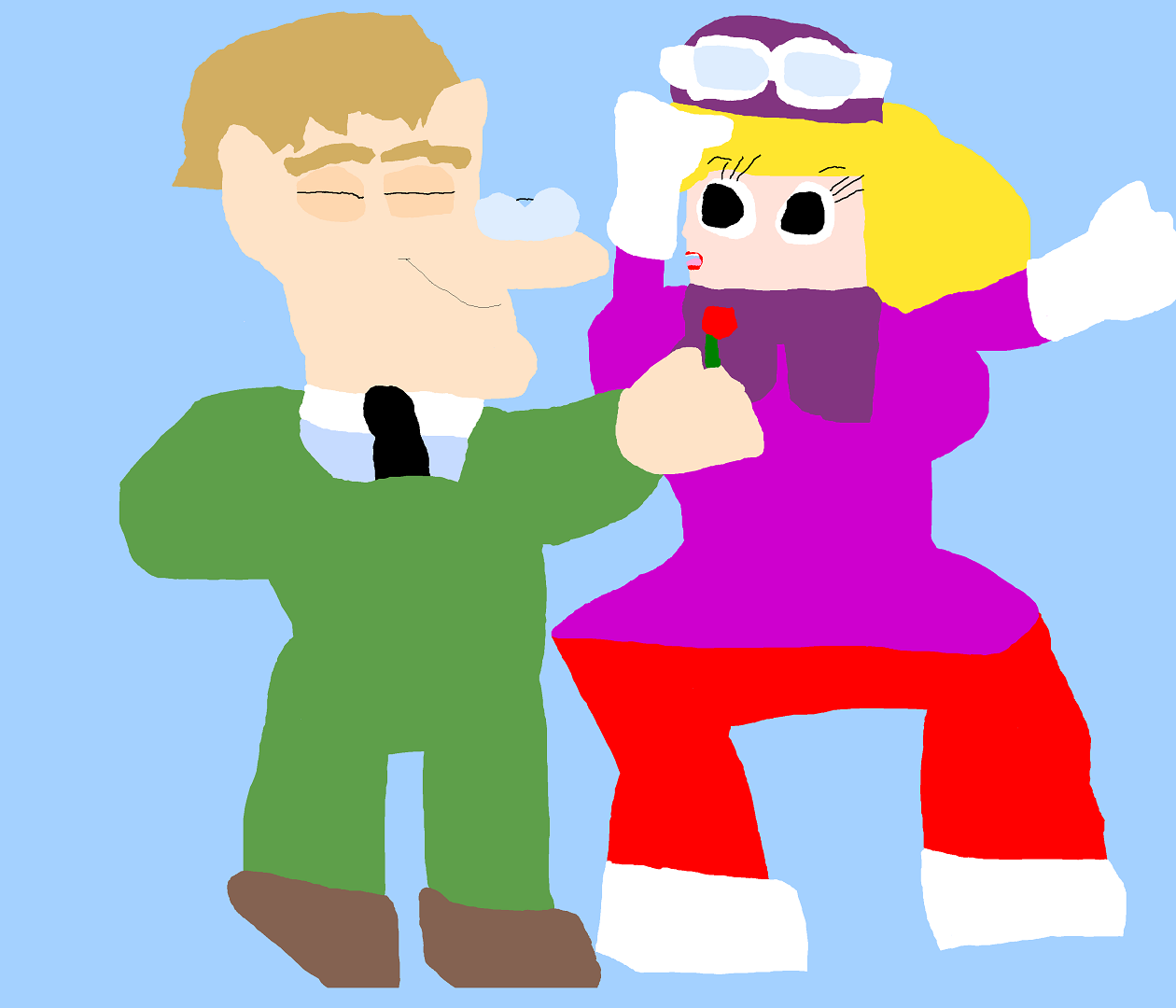 Sly Sneekly Giving Penelope Pitstop A Rose Ms Paint by Falconlobo