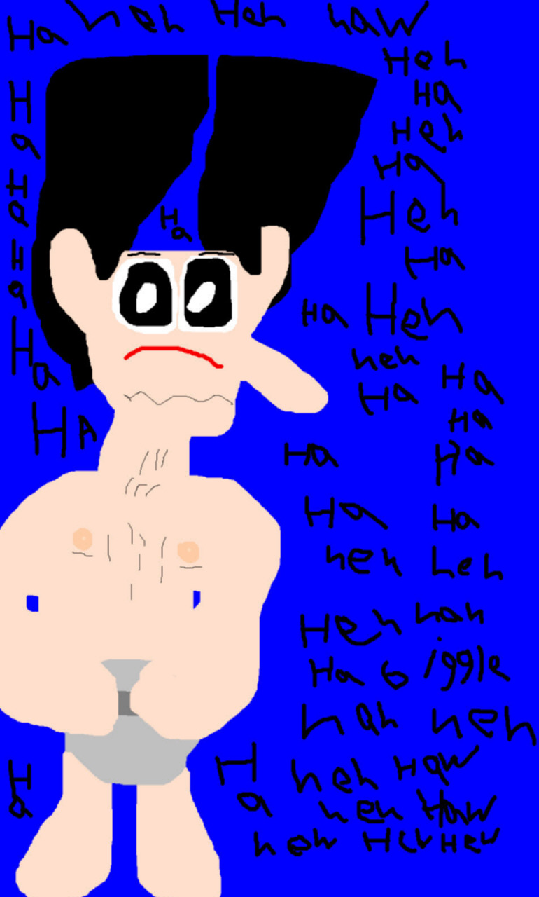 Naked Chibi Noodman Covering Up With Garbage Lid Being Laughed At Ms Paint by Falconlobo