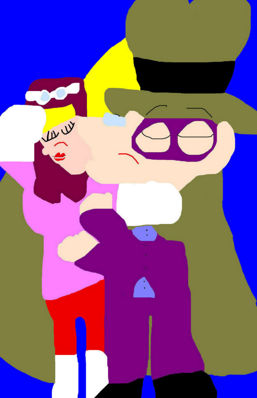 Hooded Claw Kisses Penelope Pitstop's Cheek MS Paint by Falconlobo
