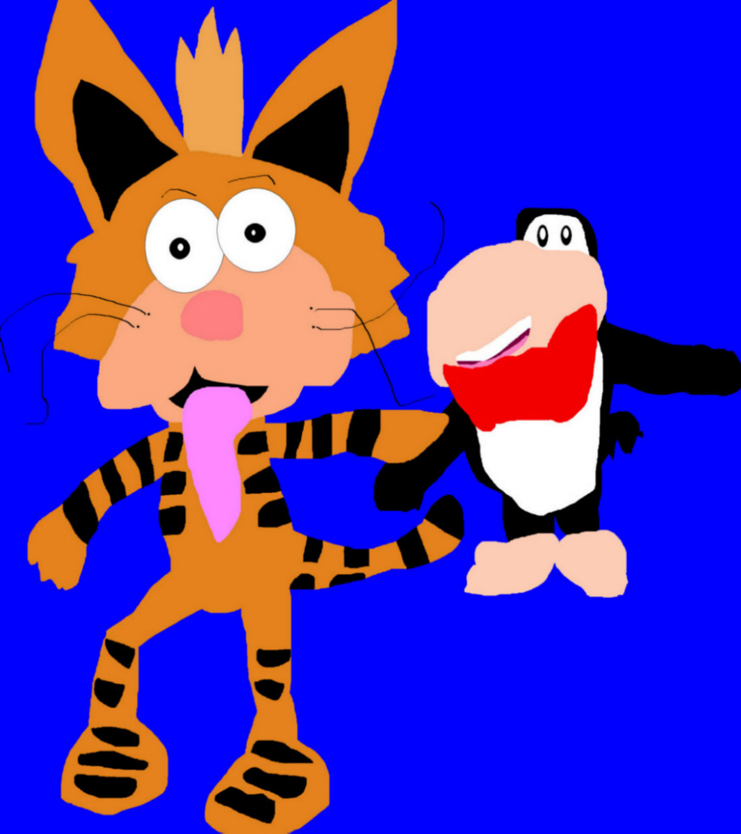 Opus Penguin And Bill The Cat Chibis MS Paint by Falconlobo