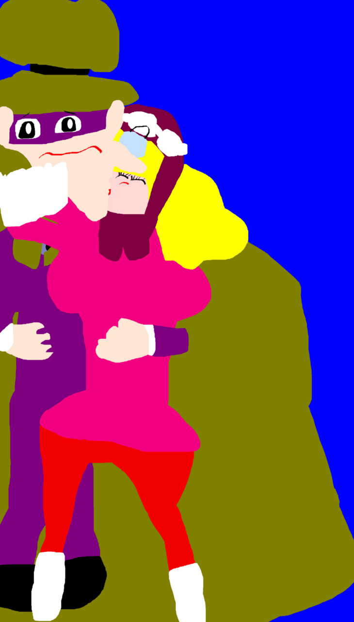 Hooded Claw Pinches Himself While Penelope Pitstop Kisses Him MS Paint by Falconlobo