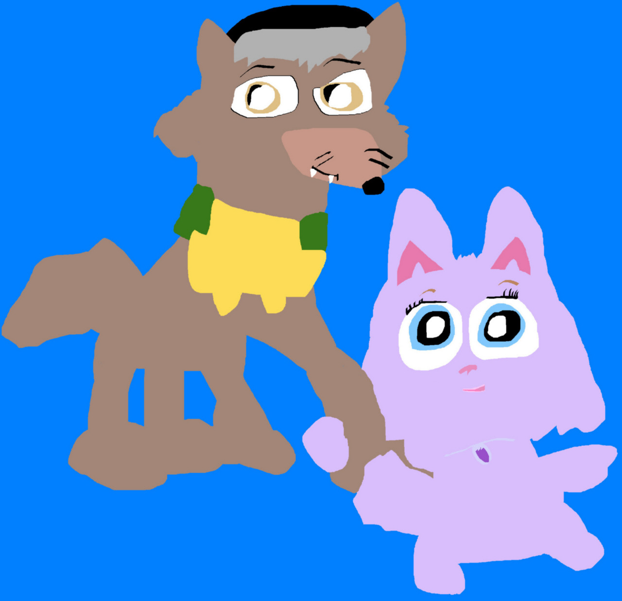 Cedric Wolf  And Sofia Cat Durps MS Paint Request For Blackraptor1 by Falconlobo