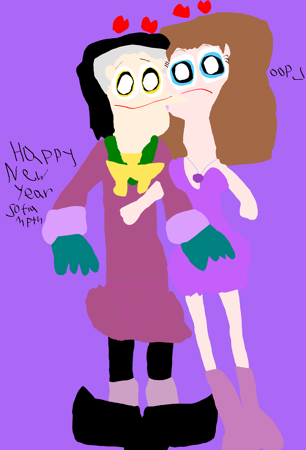 Happy New Year Cedfia Trip And Kiss MS Paint Bigger Version by Falconlobo