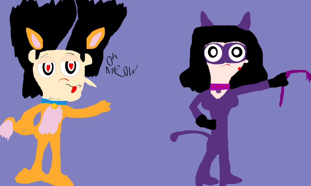 Noodman Catman Meets Catwoman Darlene MS Paint by Falconlobo