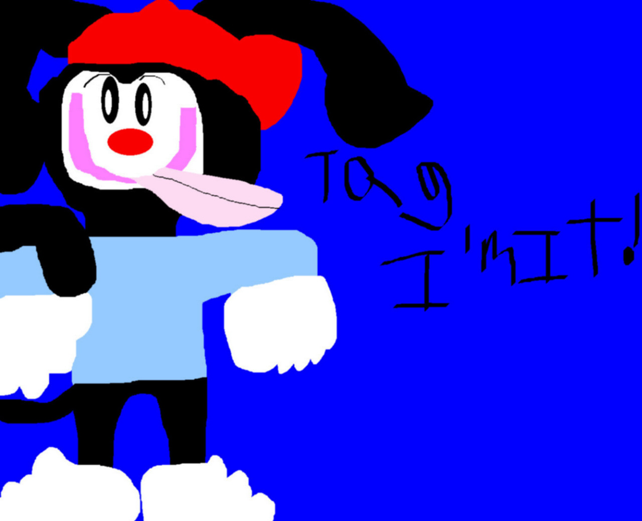 Tag I'M It Random Wakko Playing Tail Tag With Himself MS Paint by Falconlobo