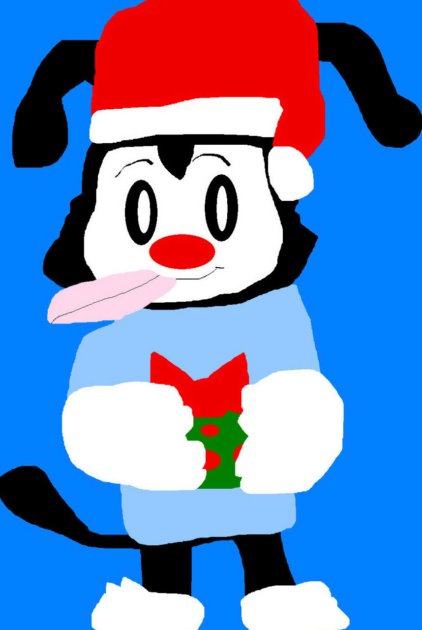 Wakko In A Santa Hat With A Christmas Gift MS Paint by Falconlobo