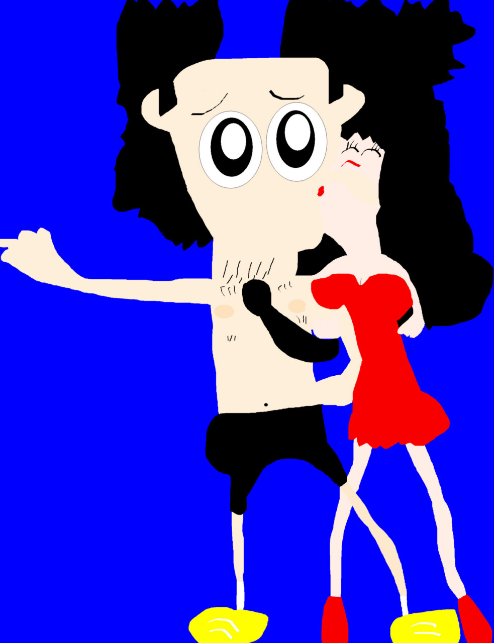 Noodman Shirtless Being Kissed By Darlene Version MS Paint by Falconlobo
