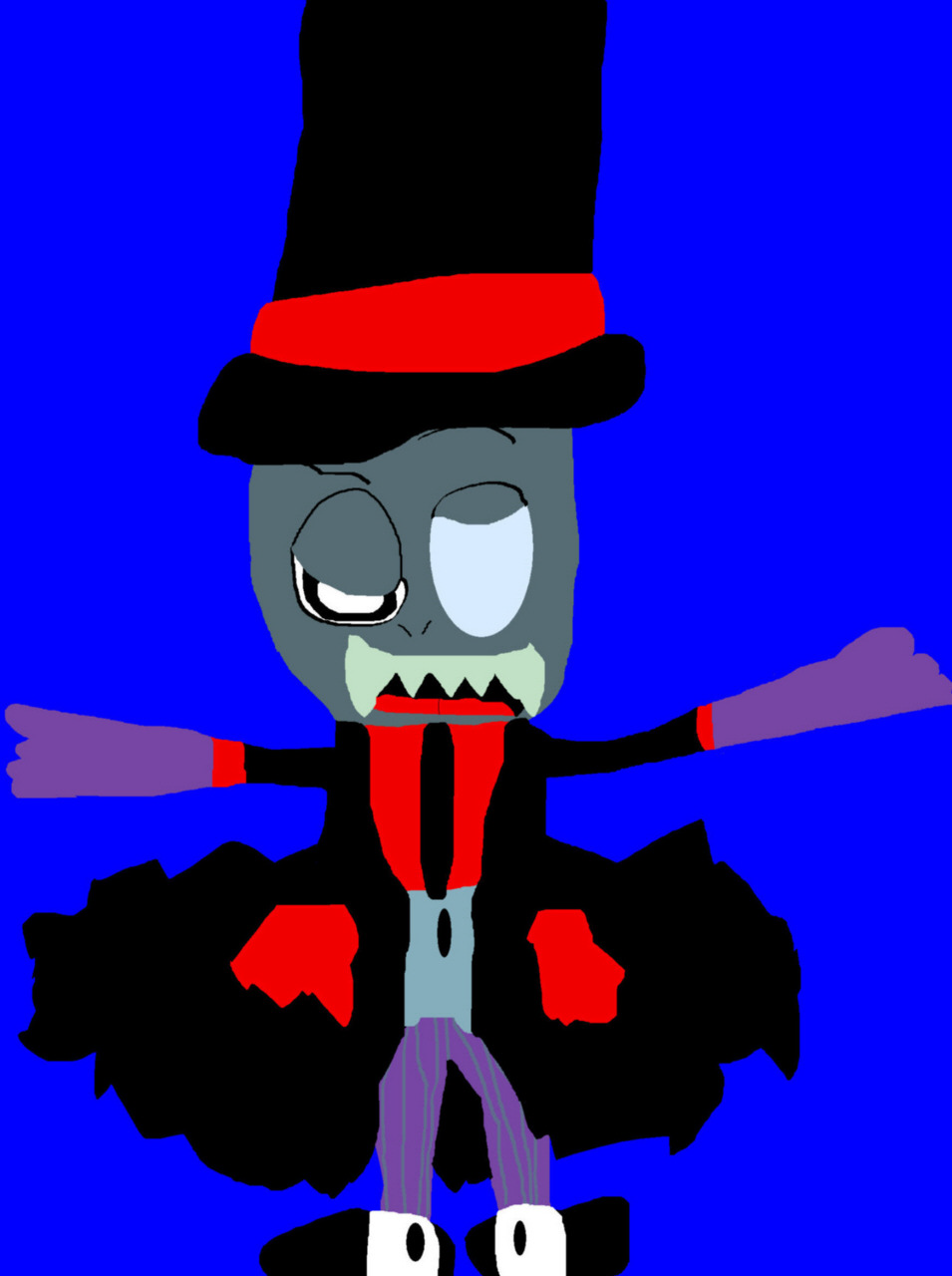A Chibi Black Hat In Purple Pants With Green Stripes MS Paint by Falconlobo