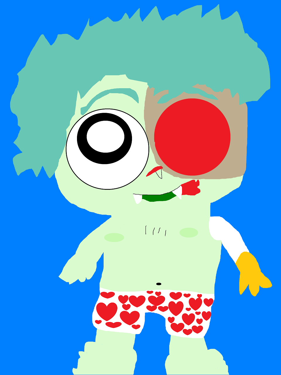Cute Chibi Boxman iN Boxers Blushing With A Rose In His Teeth MS Paint by Falconlobo