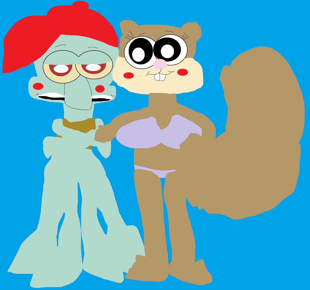 Squidward In Cap Less Annoyed Sandy Added by Falconlobo