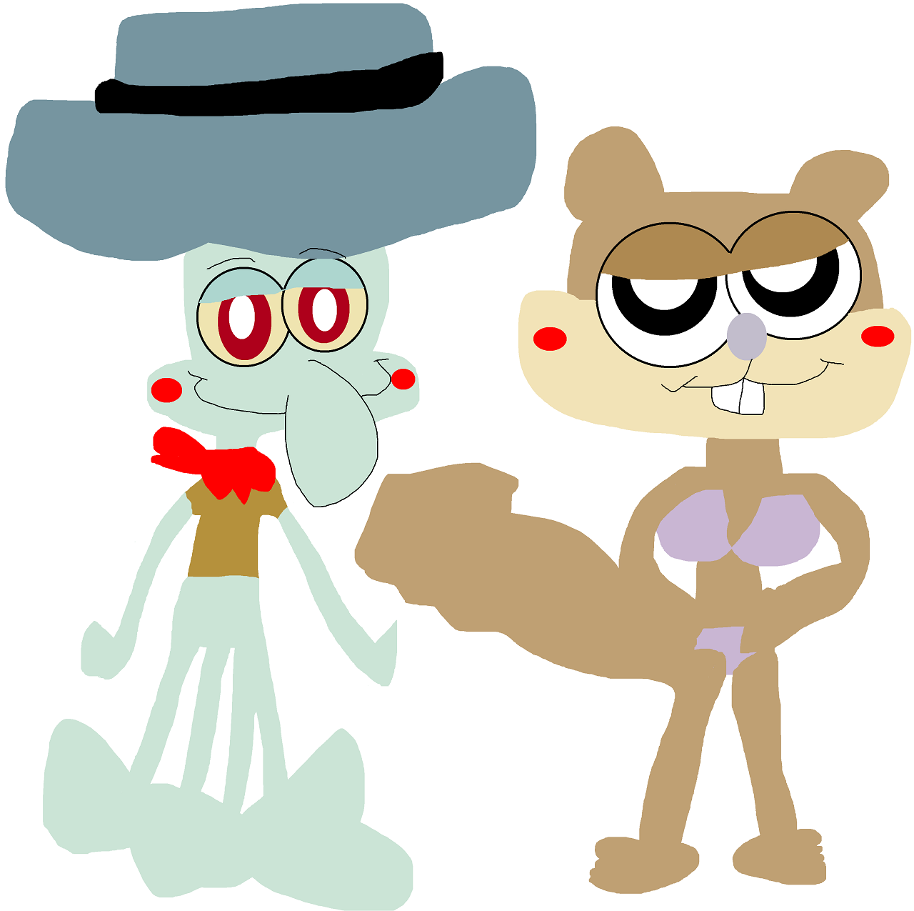 Cowboy Hat Squidie And Sandy by Falconlobo