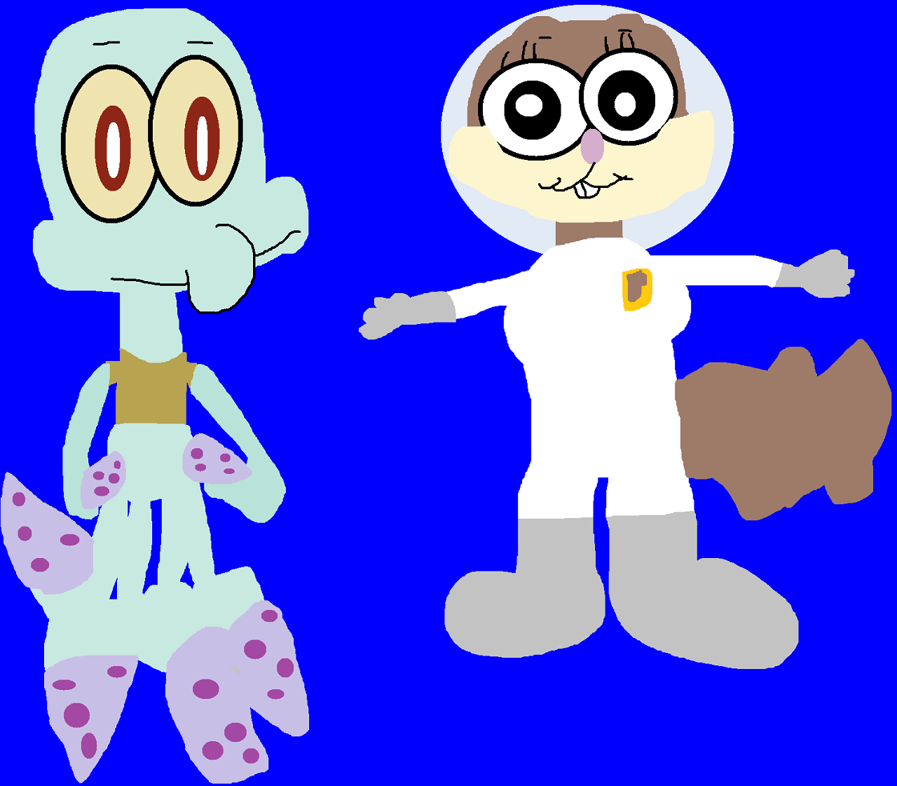 Squidward And Sandy Small Cheebs by Falconlobo