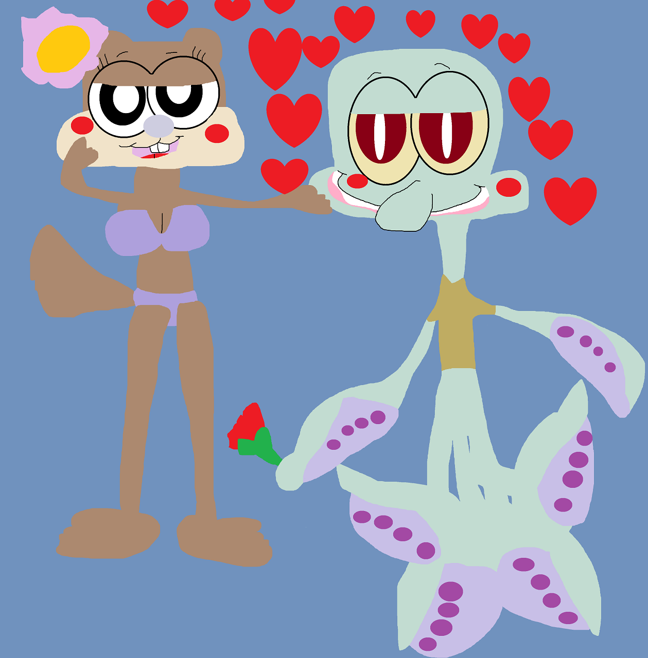 Squidward With A Rose For Sandy Again^^ by Falconlobo