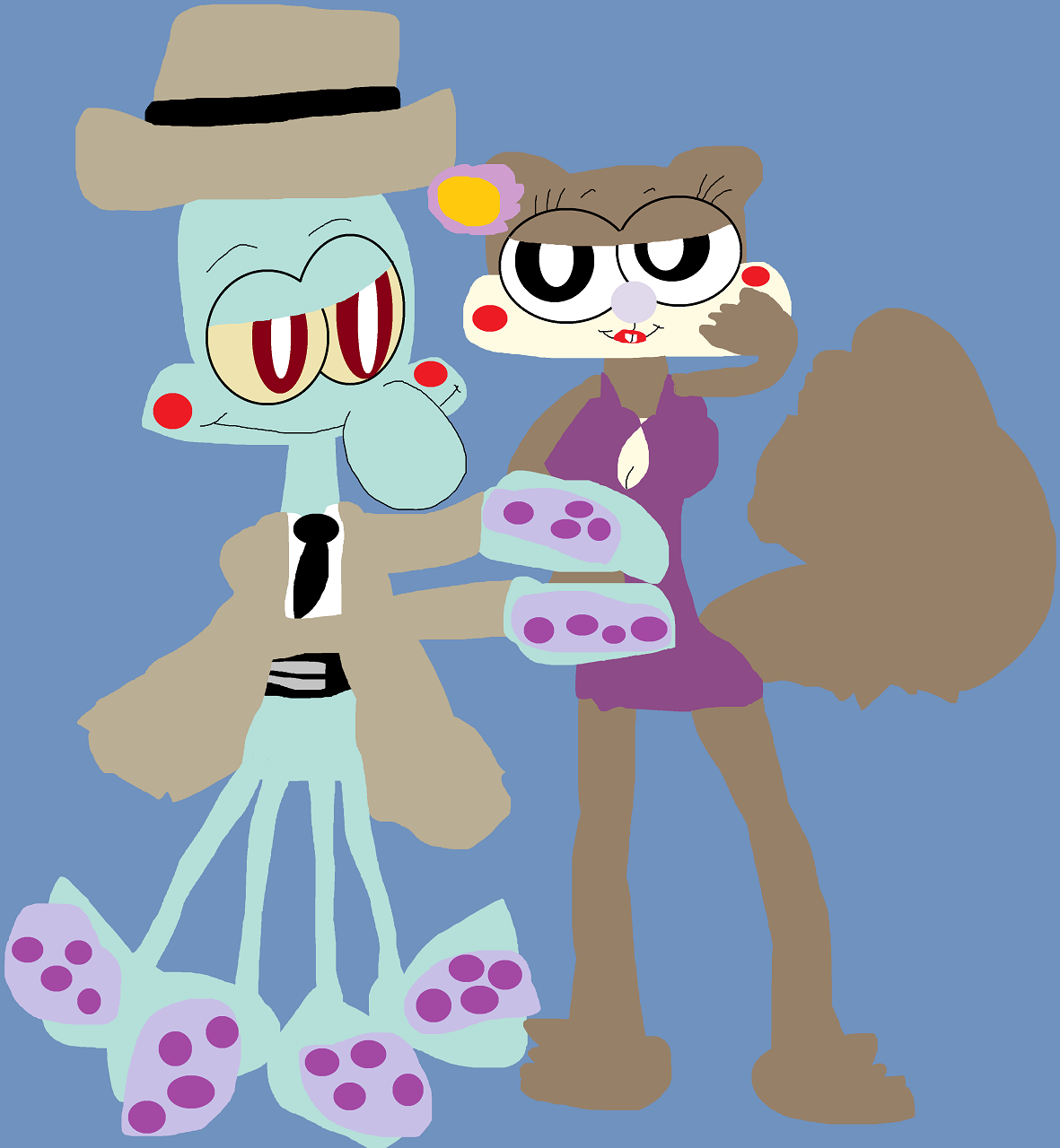 Squid Noir Outfits Squidward And Sandy by Falconlobo