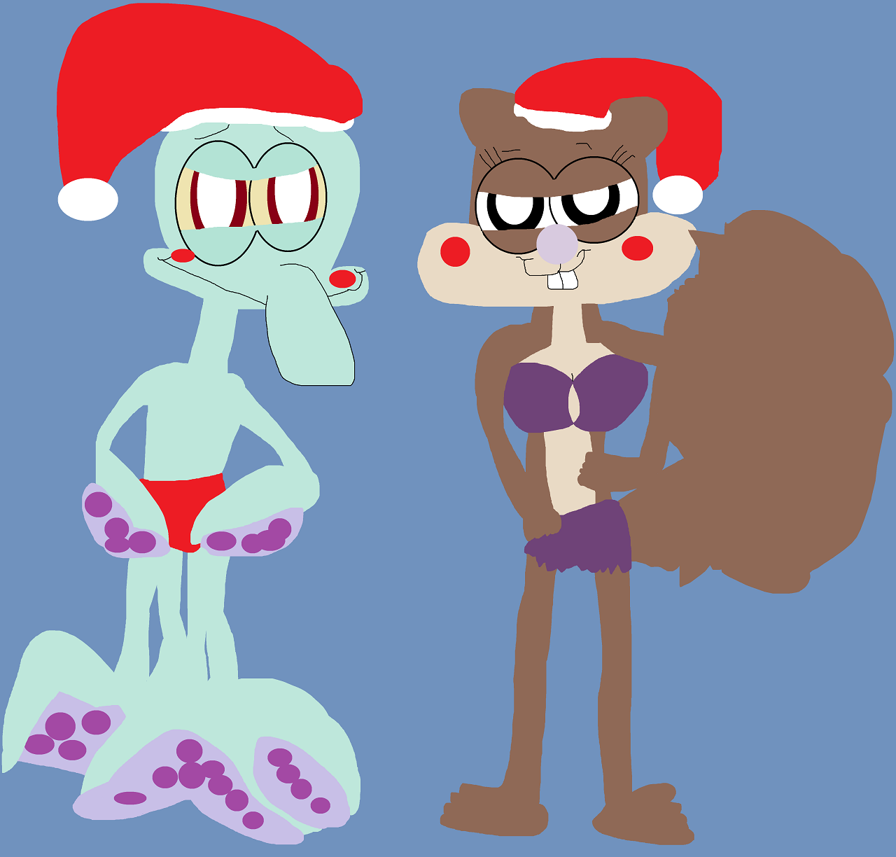 Squidie And Sandy In The Holiday Mood by Falconlobo