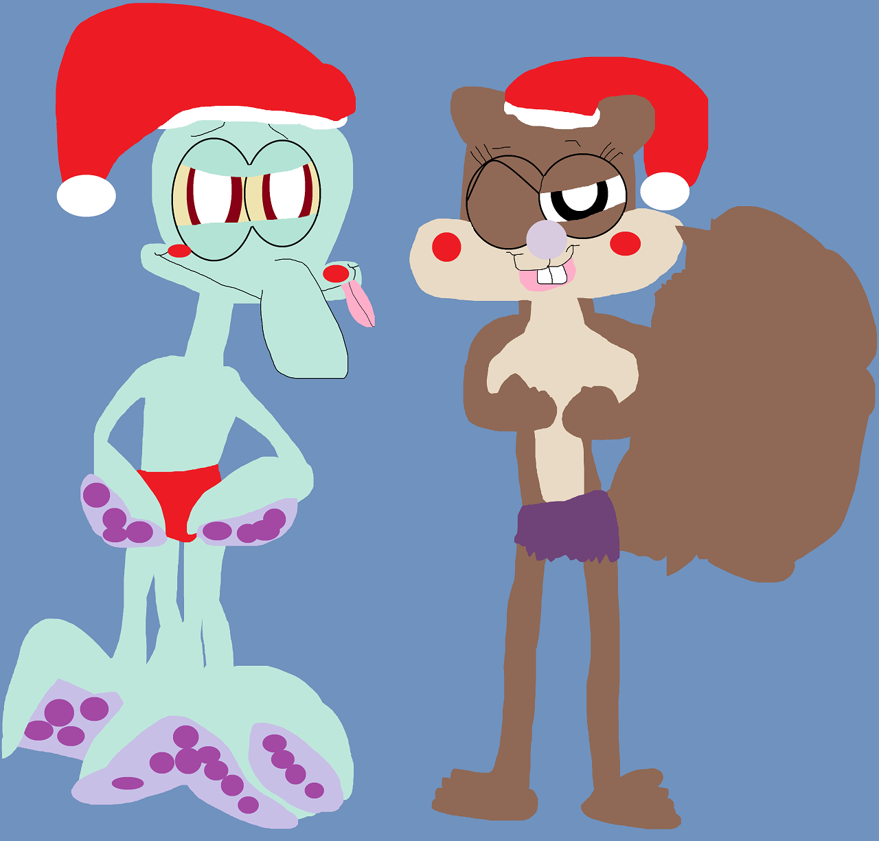 Squidie And Sandy In The Holiday Mood Alt by Falconlobo