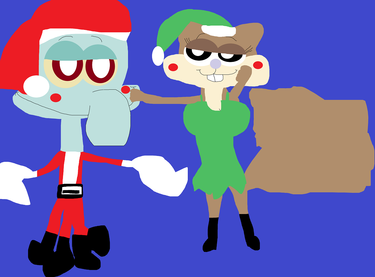 OctoSanta Is As Red As His Suit For His Lovely Elf Gal by Falconlobo