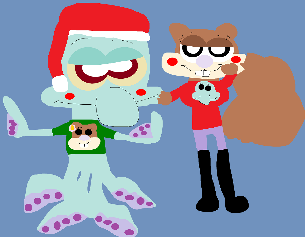 Squidie And Sandy Couples Christmas Sweaters Again^^ by Falconlobo