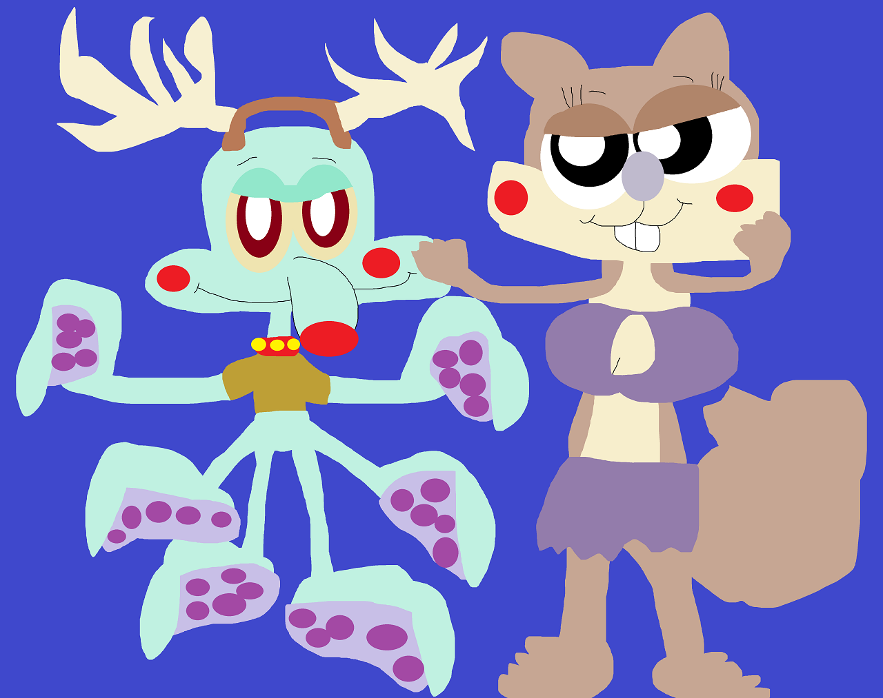 Squidward The Red Nosed Cephalopod Sandy Added by Falconlobo