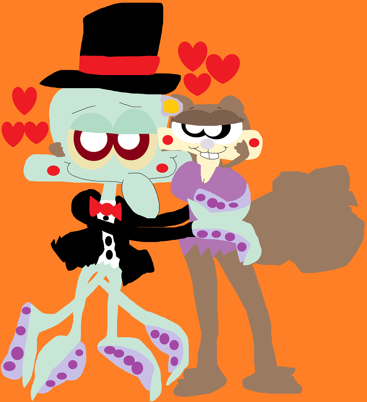 Squidward And Sandy Dancing On A Fancy Date by Falconlobo
