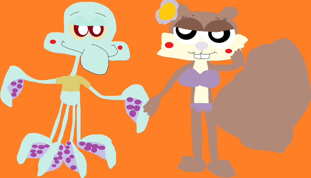 Squidward And Sandy Holding Hands Again Alt by Falconlobo
