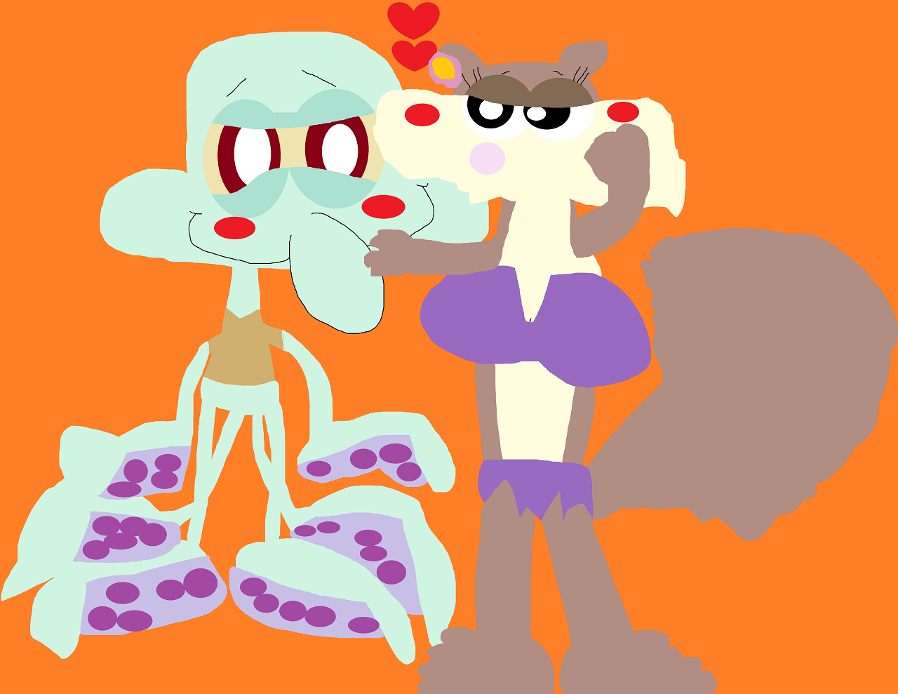 Just Another Sandy Kissing Squidward's Cheek by Falconlobo