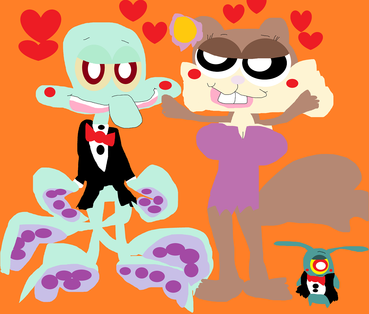 A Nervous Squidward On A Fancy Date With Sandy Plankton Added by Falconlobo