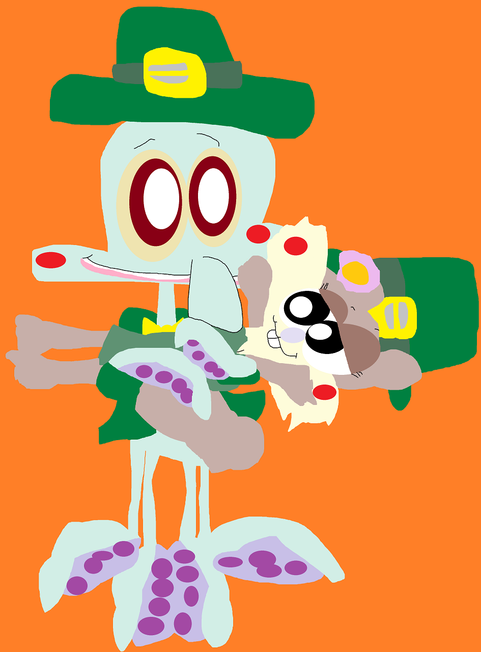 Squidward Holding Sandy After St Patricks Day^^ by Falconlobo