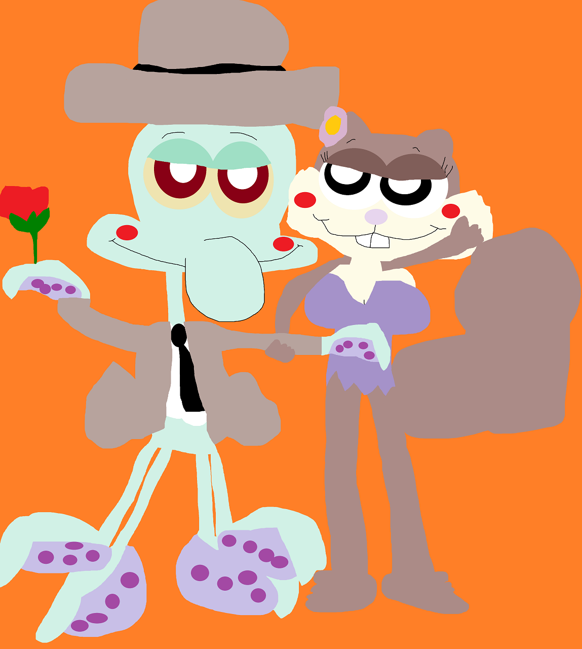 Squid Noir Squidward With A Rose For Sandy by Falconlobo